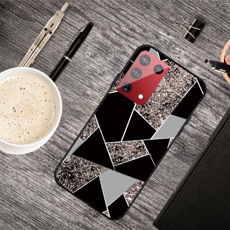 Hoesje voor Samsung Galaxy S21 Ultra 5G Wit Zwart Marmerkleurige Geometrie
