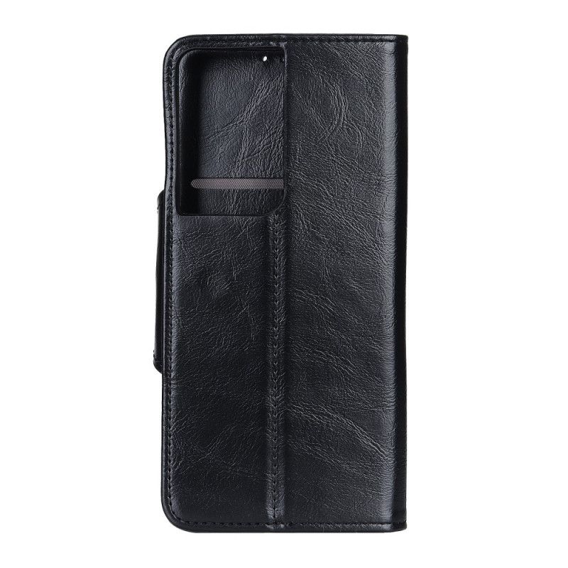 Leren Hoesje Samsung Galaxy S21 Ultra 5G Donkerblauw Zwart Telefoonhoesje Khazneh Glanzend Kunstleer