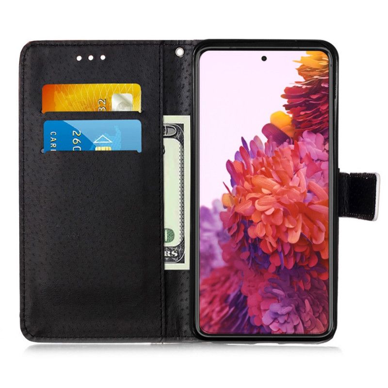 Leren Hoesje Samsung Galaxy S21 Ultra 5G Gouden Rozen