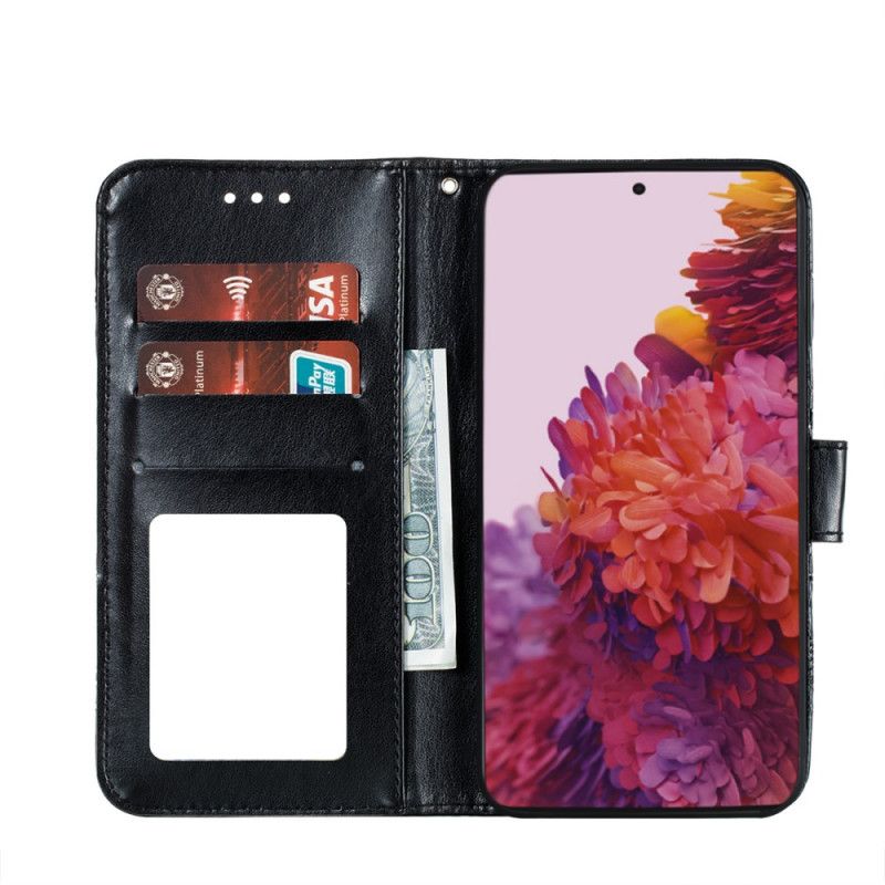 Leren Hoesje Samsung Galaxy S21 Ultra 5G Grijs Zwart Hele Mandala