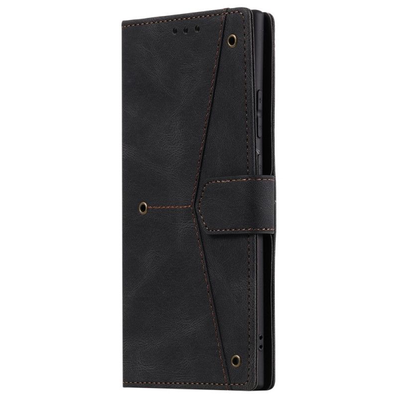 Leren Hoesje Samsung Galaxy S21 Ultra 5G Grijs Zwart Skin-Touch Naden