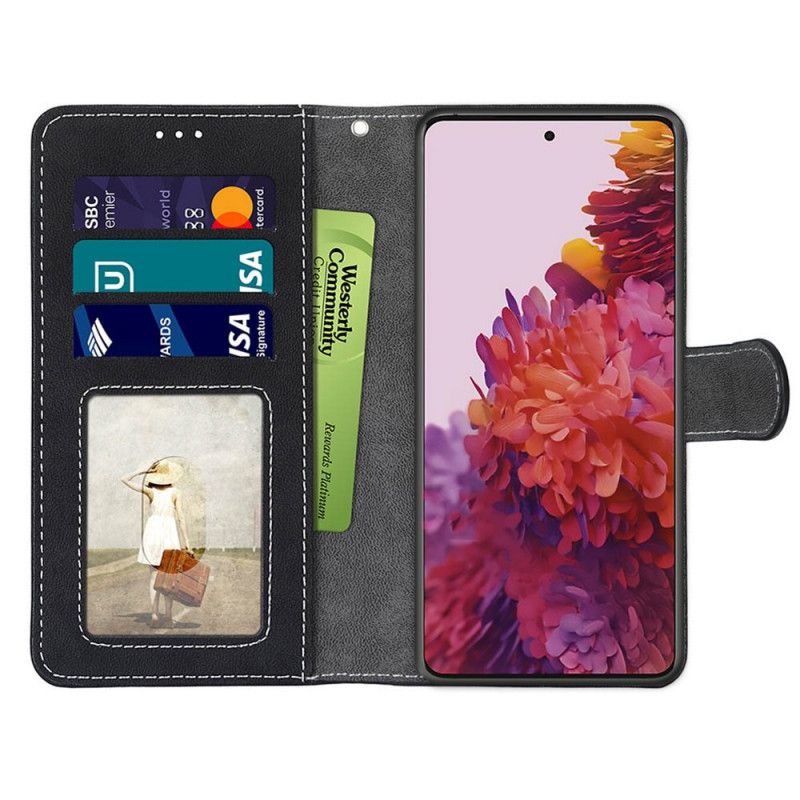 Leren Hoesje Samsung Galaxy S21 Ultra 5G Grijs Zwart Vintage Nieuwe Kleuren Kunstleer