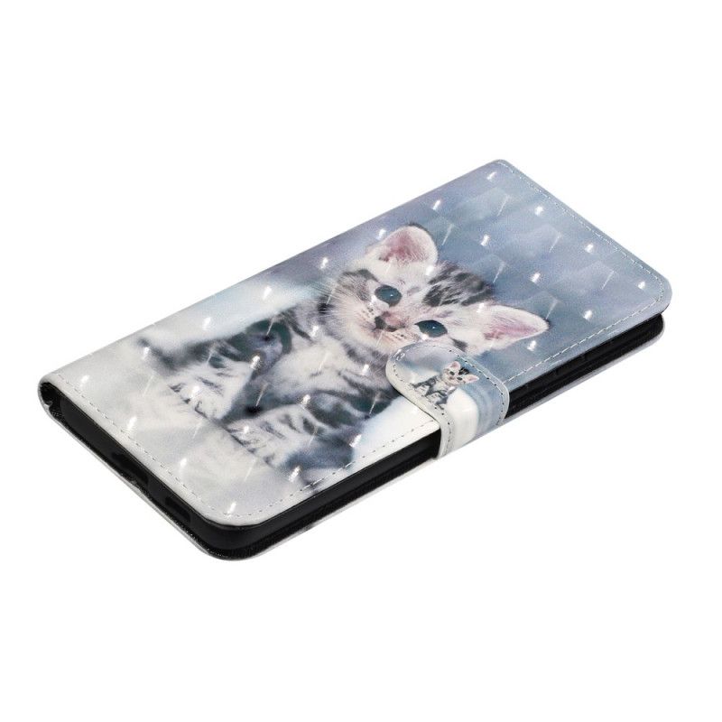 Leren Hoesje Samsung Galaxy S21 Ultra 5G Kitten Light Spots Met Riempje