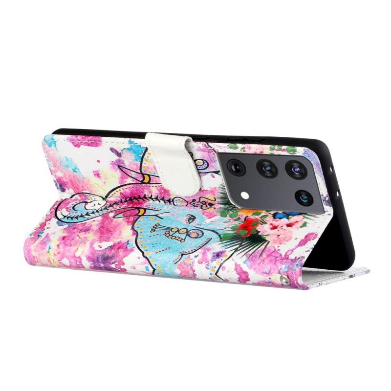 Leren Hoesje Samsung Galaxy S21 Ultra 5G Koning Olifant