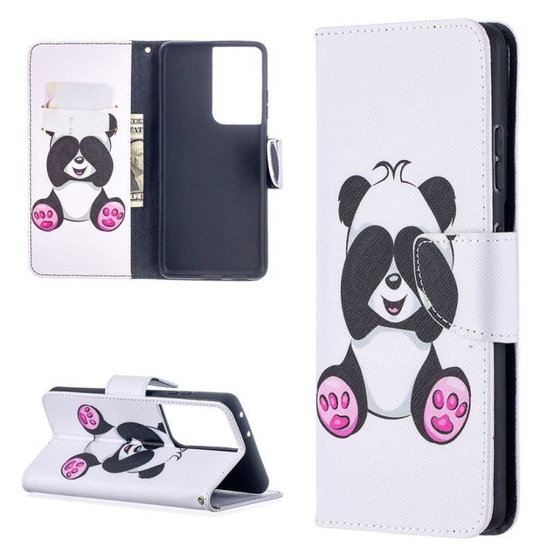 Leren Hoesje Samsung Galaxy S21 Ultra 5G Leuke Panda