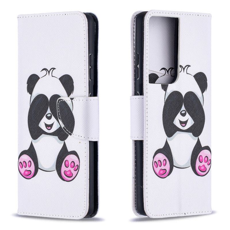 Leren Hoesje Samsung Galaxy S21 Ultra 5G Leuke Panda