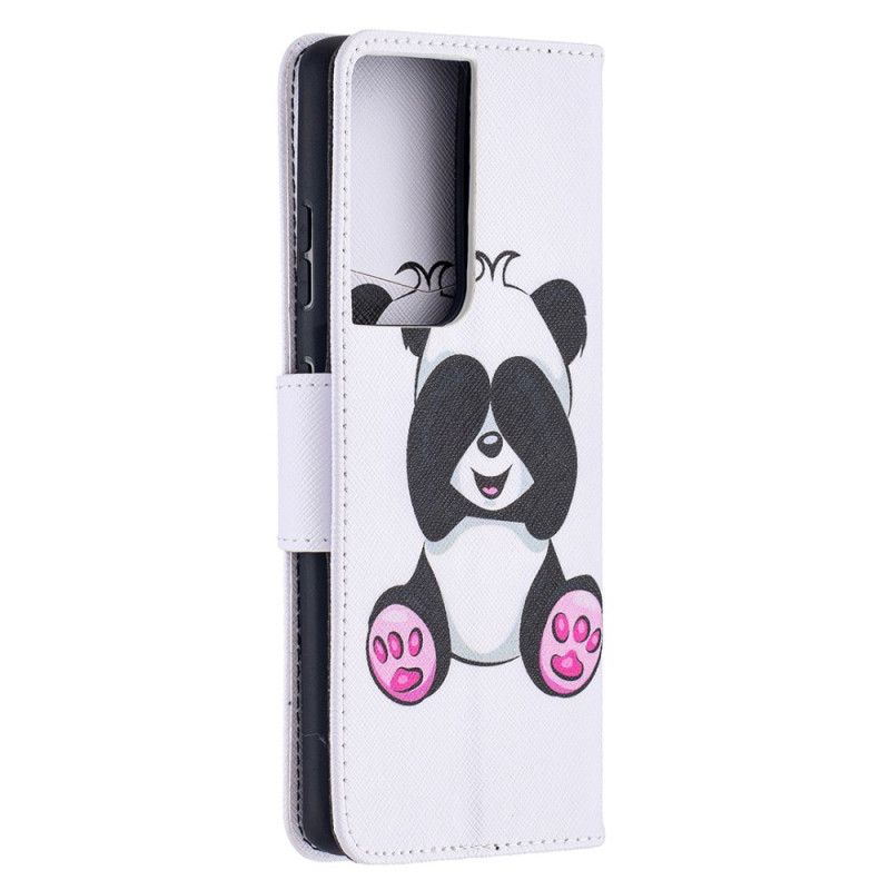 Leren Hoesje Samsung Galaxy S21 Ultra 5G Leuke Panda