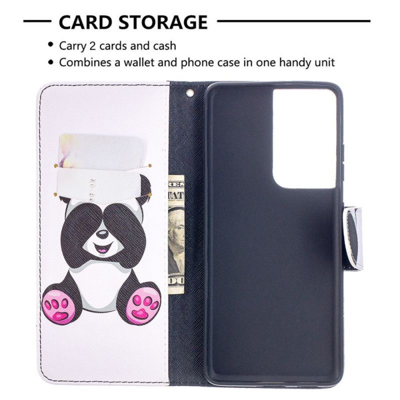 Leren Hoesje Samsung Galaxy S21 Ultra 5G Leuke Panda