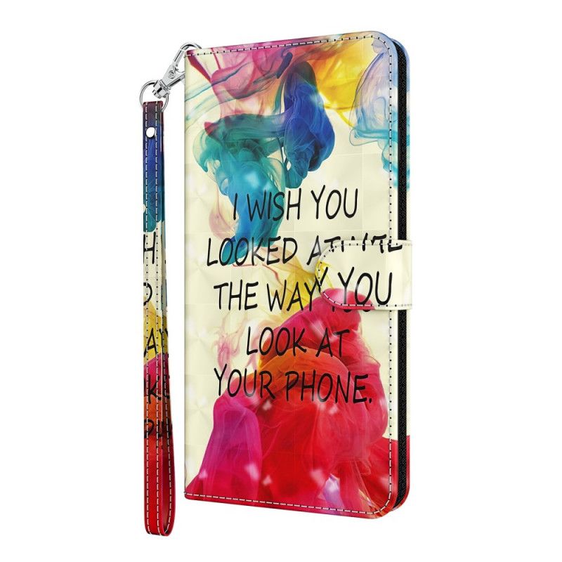 Leren Hoesje Samsung Galaxy S21 Ultra 5G Lichtpunt Ik Wens Met Riem