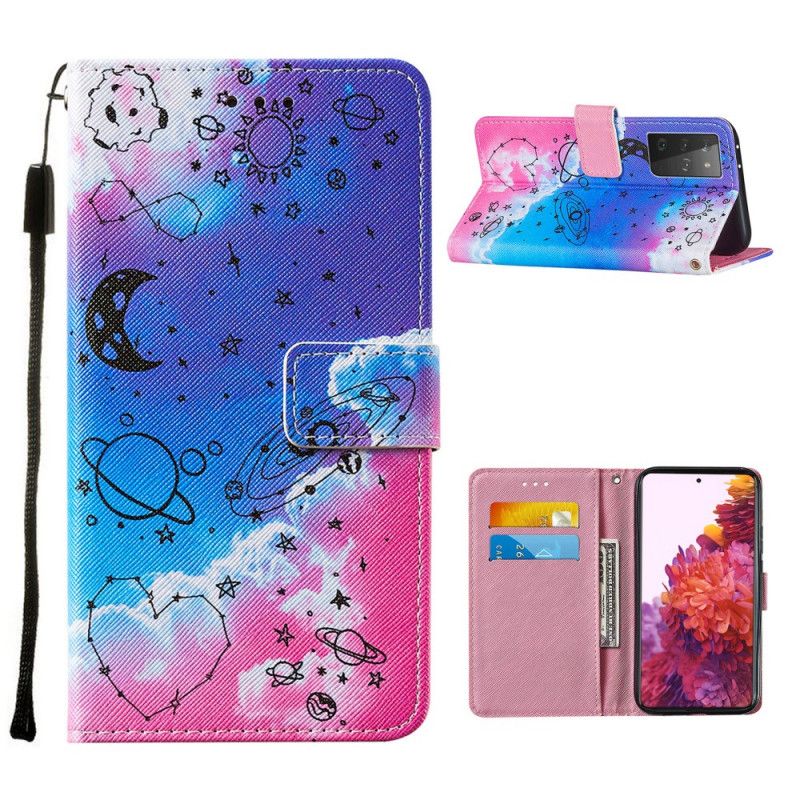 Leren Hoesje Samsung Galaxy S21 Ultra 5G Melkwegstelsel In De Wolken