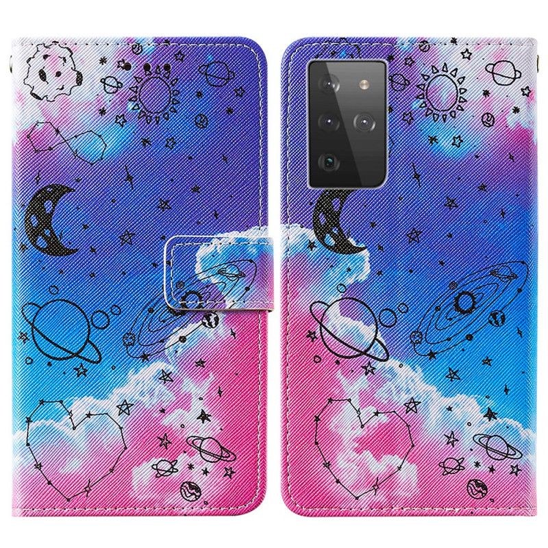 Leren Hoesje Samsung Galaxy S21 Ultra 5G Melkwegstelsel In De Wolken