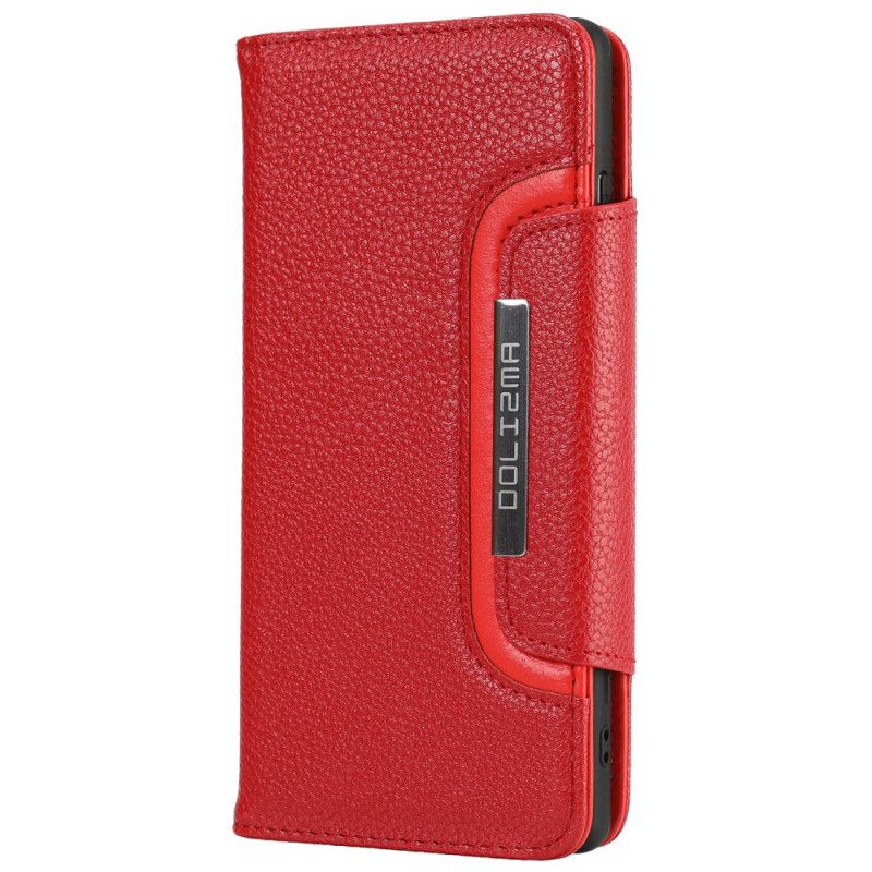 Leren Hoesje Samsung Galaxy S21 Ultra 5G Rood Zwart Afneembare Schaal