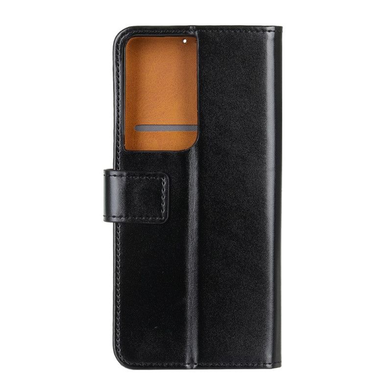 Leren Hoesje Samsung Galaxy S21 Ultra 5G Rood Zwart Driekleurig Leereffect