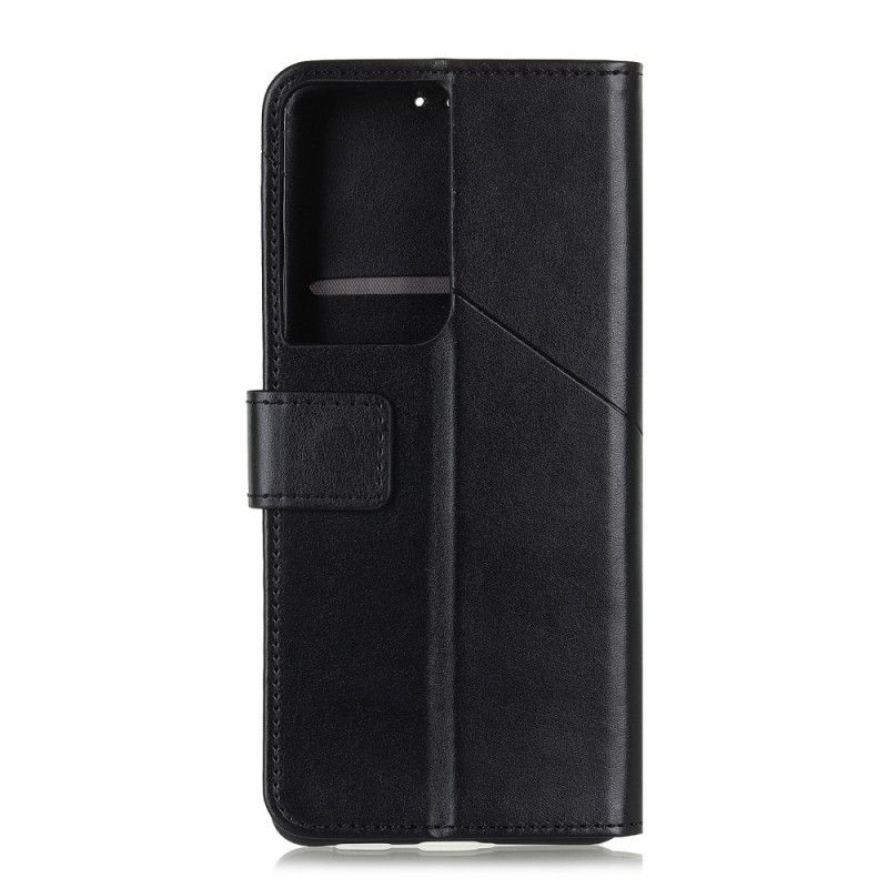 Leren Hoesje Samsung Galaxy S21 Ultra 5G Rood Zwart Klinknagel X Ontwerp