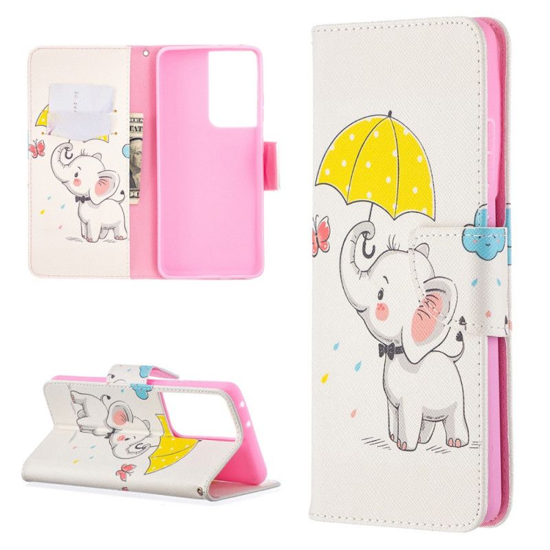 Leren Hoesje Samsung Galaxy S21 Ultra 5G Telefoonhoesje Babyolifant