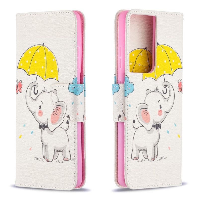 Leren Hoesje Samsung Galaxy S21 Ultra 5G Telefoonhoesje Babyolifant