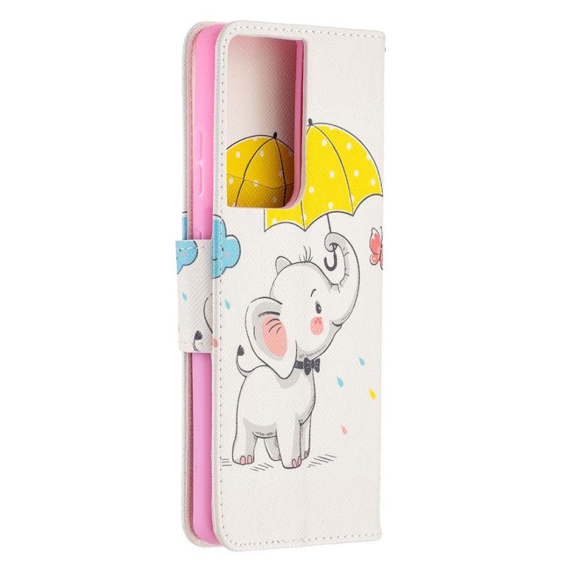 Leren Hoesje Samsung Galaxy S21 Ultra 5G Telefoonhoesje Babyolifant