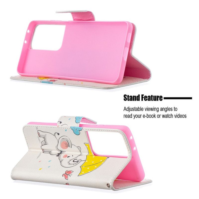 Leren Hoesje Samsung Galaxy S21 Ultra 5G Telefoonhoesje Babyolifant