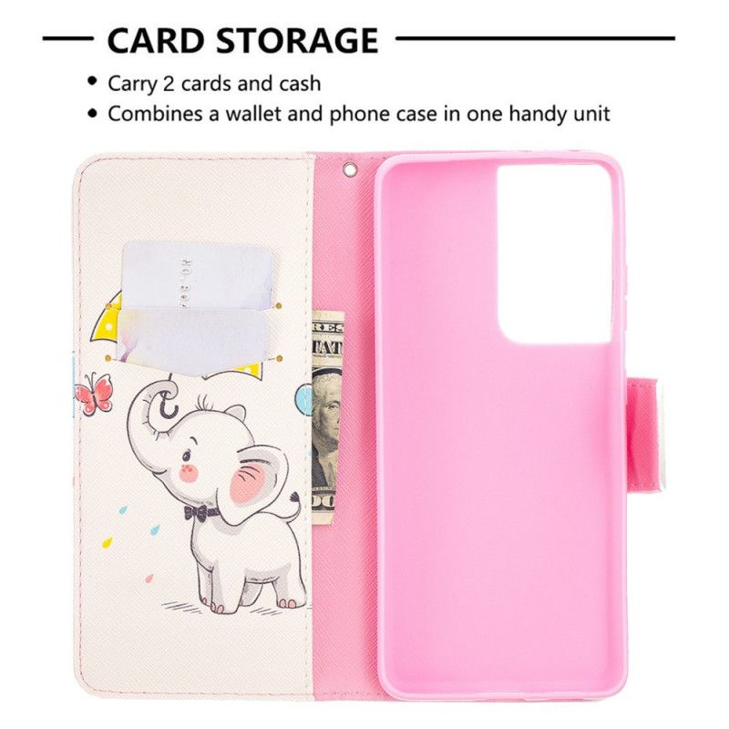 Leren Hoesje Samsung Galaxy S21 Ultra 5G Telefoonhoesje Babyolifant