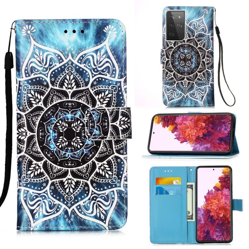 Leren Hoesje Samsung Galaxy S21 Ultra 5G Telefoonhoesje Mandala In De Lucht