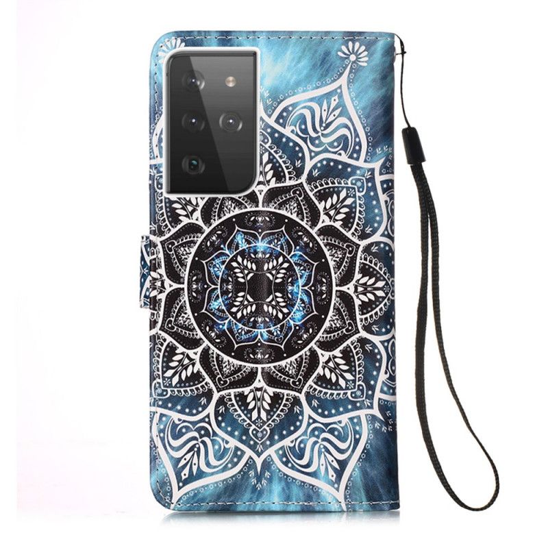 Leren Hoesje Samsung Galaxy S21 Ultra 5G Telefoonhoesje Mandala In De Lucht