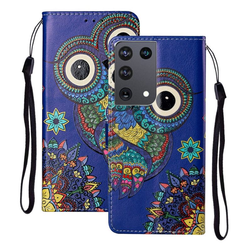 Leren Hoesje Samsung Galaxy S21 Ultra 5G Uil In Mandala