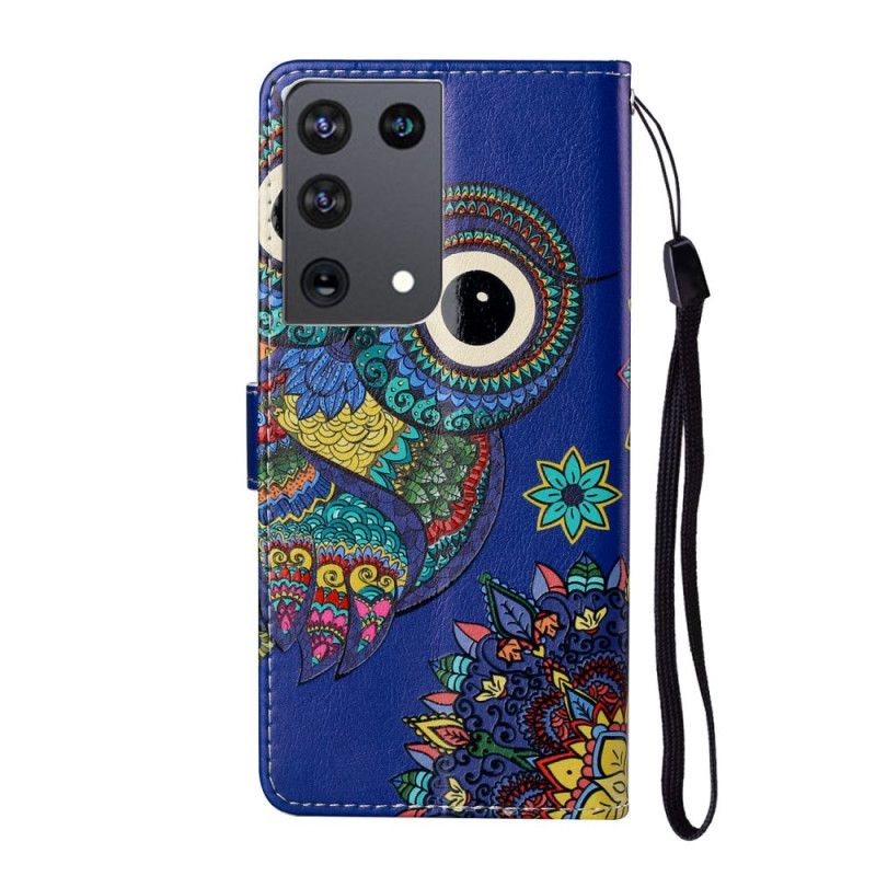 Leren Hoesje Samsung Galaxy S21 Ultra 5G Uil In Mandala