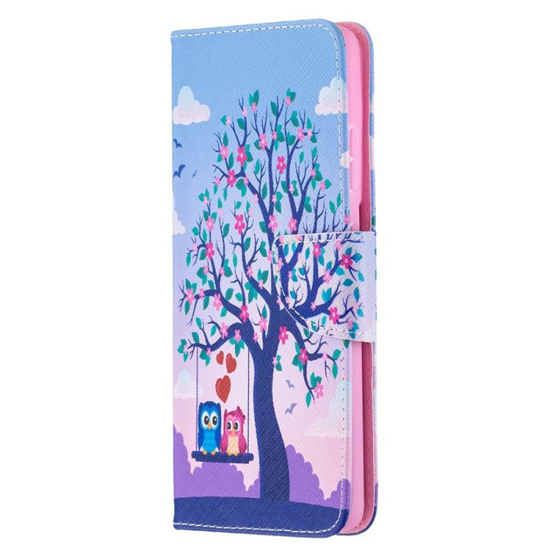 Leren Hoesje Samsung Galaxy S21 Ultra 5G Uilen Op De Schommel