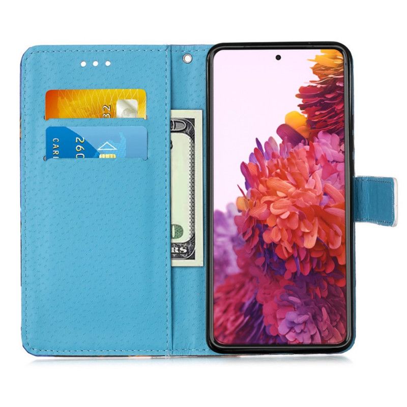Leren Hoesje Samsung Galaxy S21 Ultra 5G Vlinderkoord Van De Eiffeltoren