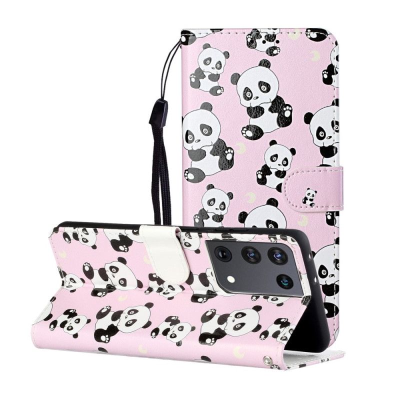 Leren Hoesje voor Samsung Galaxy S21 Ultra 5G Alleen Panda'S