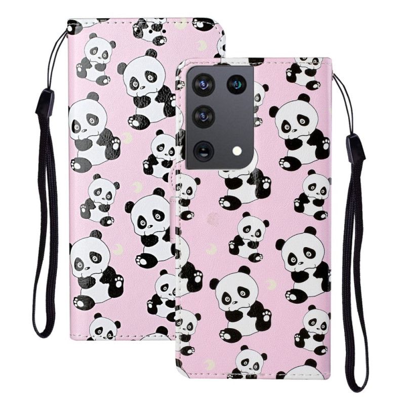 Leren Hoesje voor Samsung Galaxy S21 Ultra 5G Alleen Panda'S