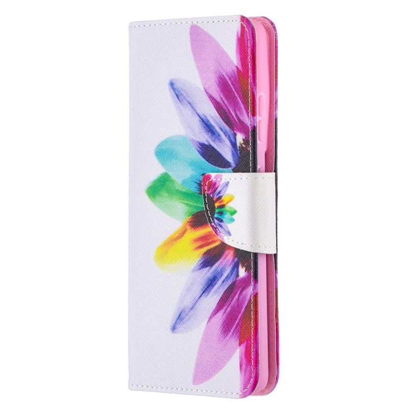 Leren Hoesje voor Samsung Galaxy S21 Ultra 5G Aquarelbloem