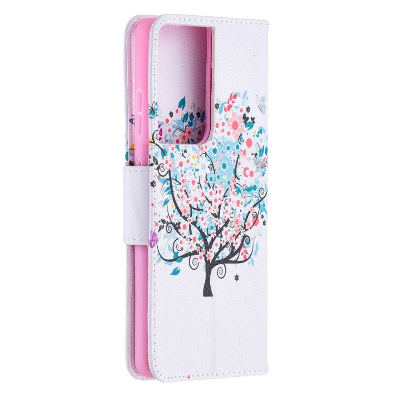 Leren Hoesje voor Samsung Galaxy S21 Ultra 5G Bloemrijke Boom