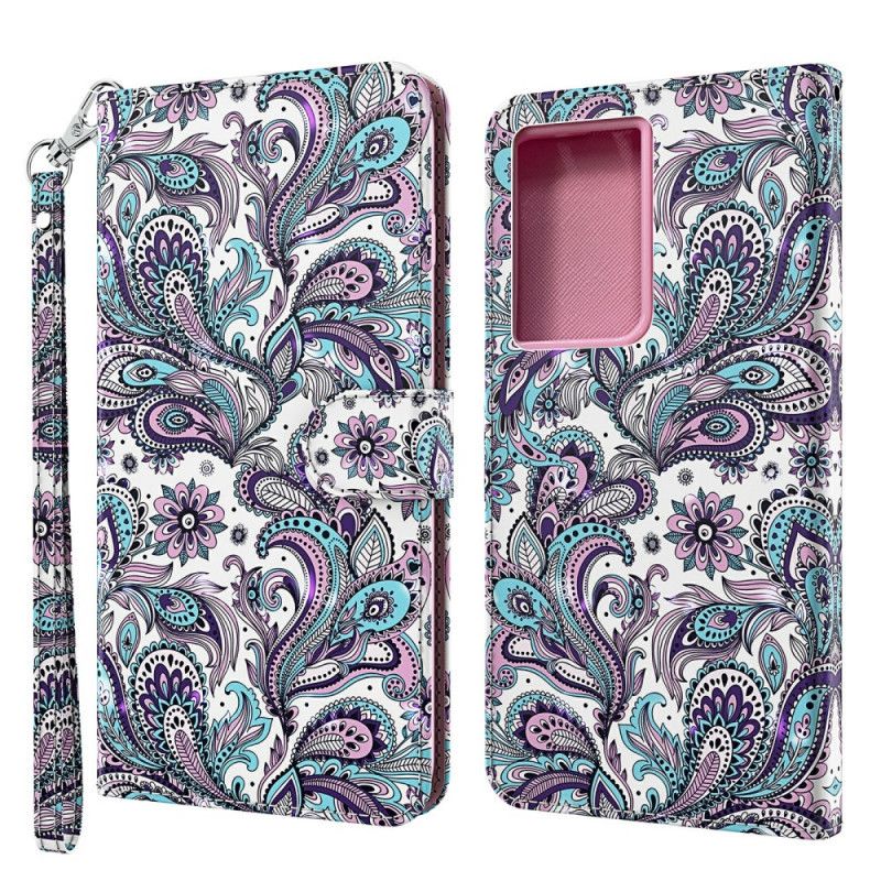 Leren Hoesje voor Samsung Galaxy S21 Ultra 5G Chique Kant