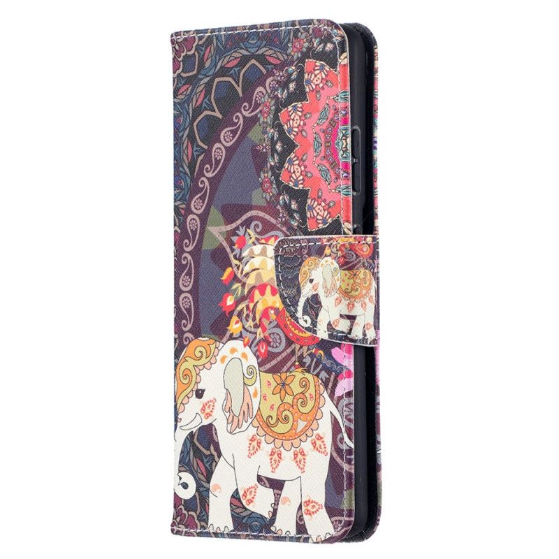 Leren Hoesje voor Samsung Galaxy S21 Ultra 5G Etnische Olifantenmandala