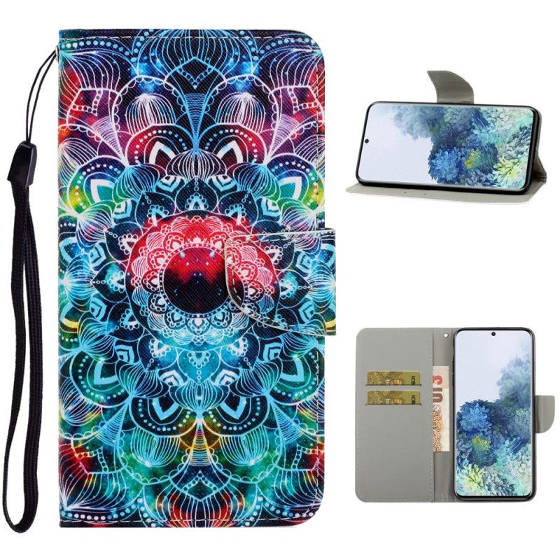 Leren Hoesje voor Samsung Galaxy S21 Ultra 5G Flitsende String Mandala