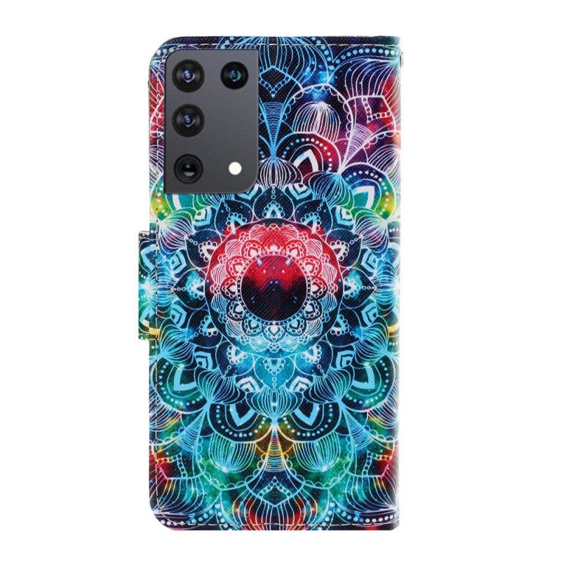 Leren Hoesje voor Samsung Galaxy S21 Ultra 5G Flitsende String Mandala