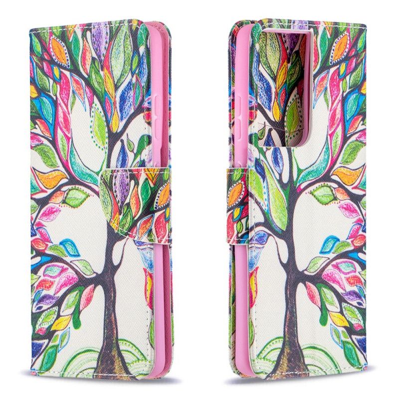 Leren Hoesje voor Samsung Galaxy S21 Ultra 5G Gekleurde Boom