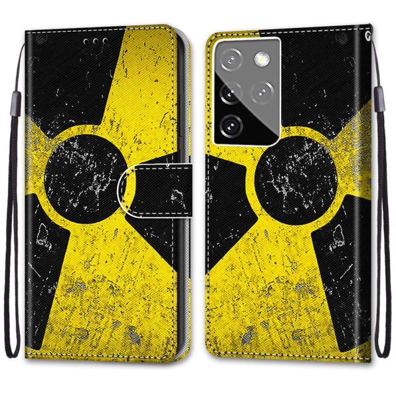 Leren Hoesje voor Samsung Galaxy S21 Ultra 5G Gevaar