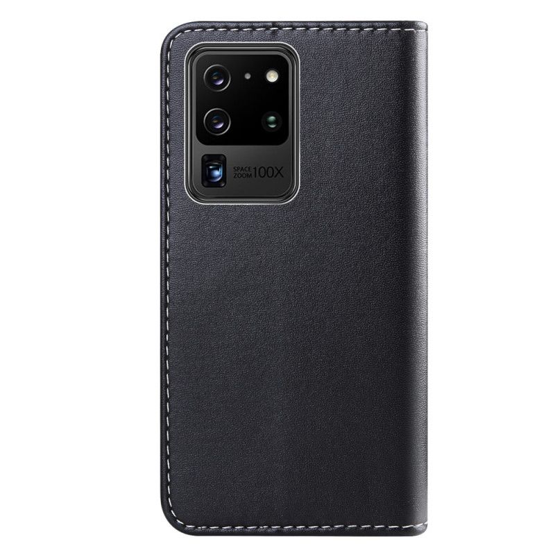 Leren Hoesje voor Samsung Galaxy S21 Ultra 5G Grijs Zwart Driekleurig Leereffect