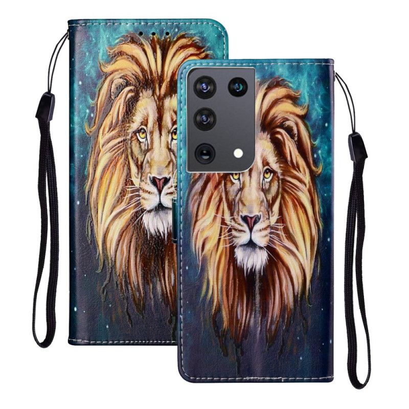 Leren Hoesje voor Samsung Galaxy S21 Ultra 5G Koning Leeuw