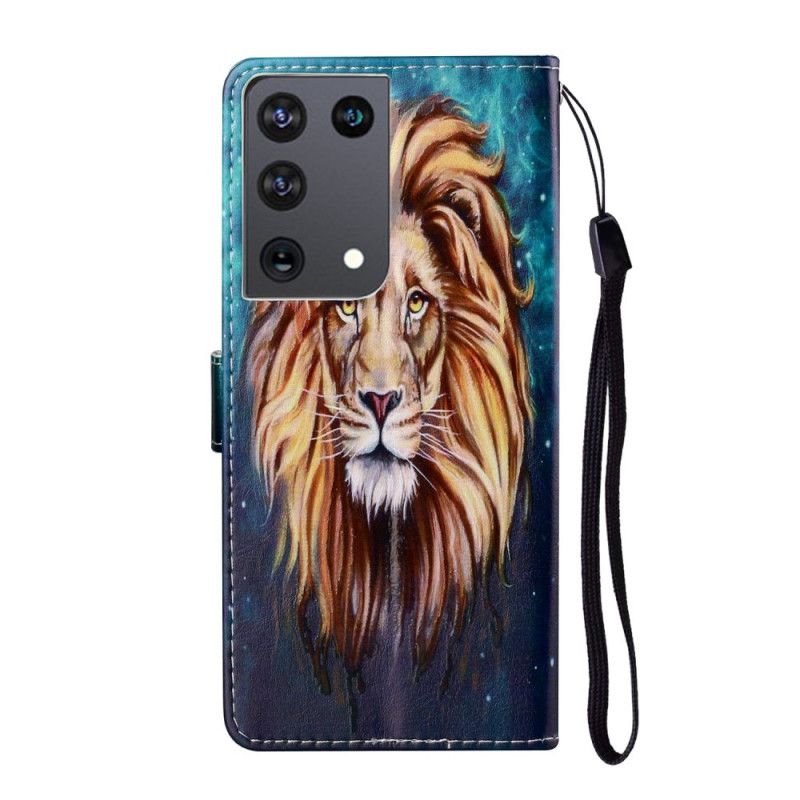 Leren Hoesje voor Samsung Galaxy S21 Ultra 5G Koning Leeuw