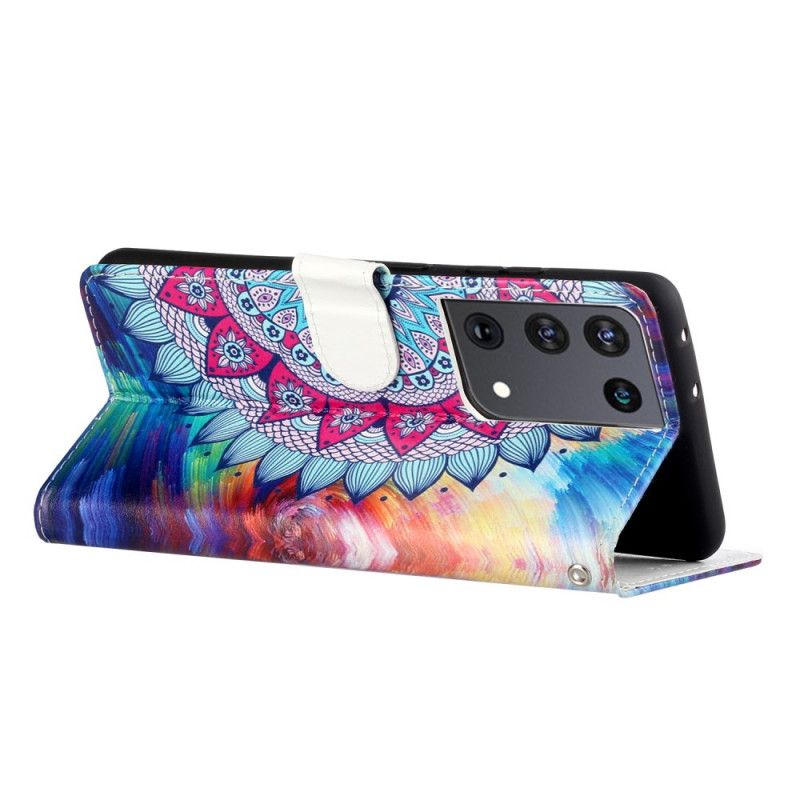 Leren Hoesje voor Samsung Galaxy S21 Ultra 5G Koning Mandala