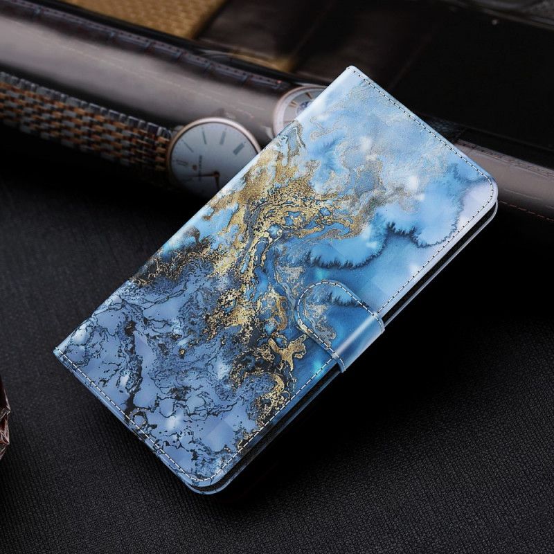 Leren Hoesje voor Samsung Galaxy S21 Ultra 5G Lichtspot Marmer Design Met Strip