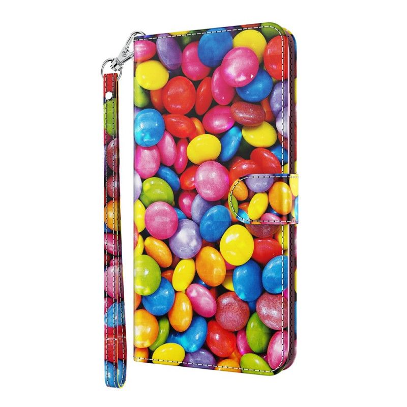 Leren Hoesje voor Samsung Galaxy S21 Ultra 5G Lichtvlek Candy Met Riempje