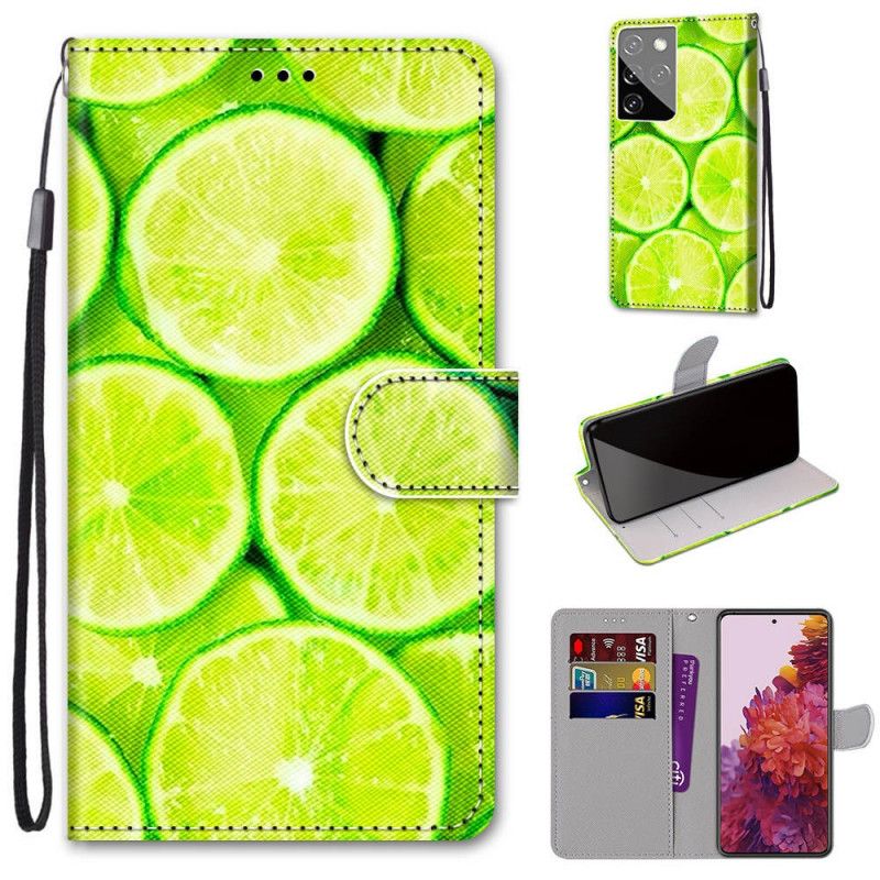 Leren Hoesje voor Samsung Galaxy S21 Ultra 5G Limoenen