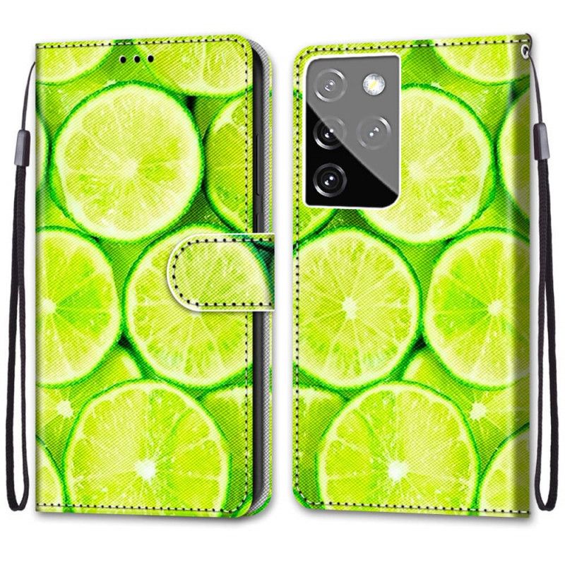 Leren Hoesje voor Samsung Galaxy S21 Ultra 5G Limoenen