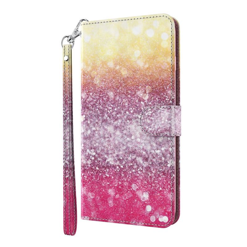 Leren Hoesje voor Samsung Galaxy S21 Ultra 5G Magenta Glitterverloop