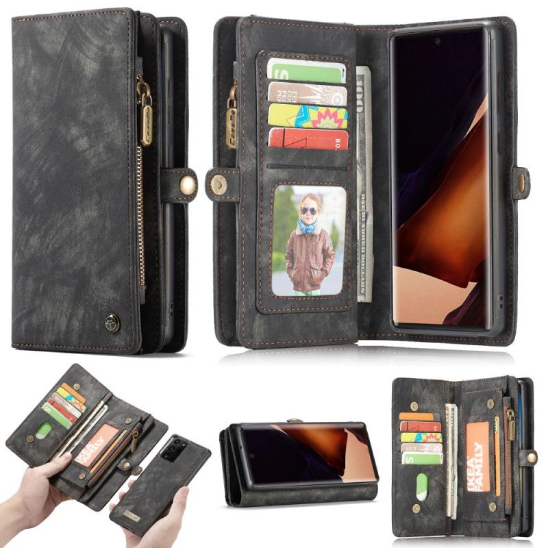 Leren Hoesje voor Samsung Galaxy S21 Ultra 5G Rood Zwart Afneembare Kuip