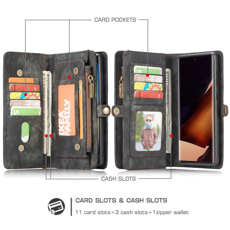 Leren Hoesje voor Samsung Galaxy S21 Ultra 5G Rood Zwart Afneembare Kuip